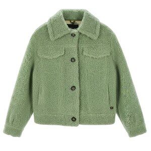 SCOTCH & SODA KIDS Girls Sage Green Teddy Sherpa Trucker Jacket 12 NWT